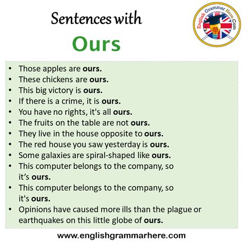 traduction ours en anglais|use ours to from sentences.